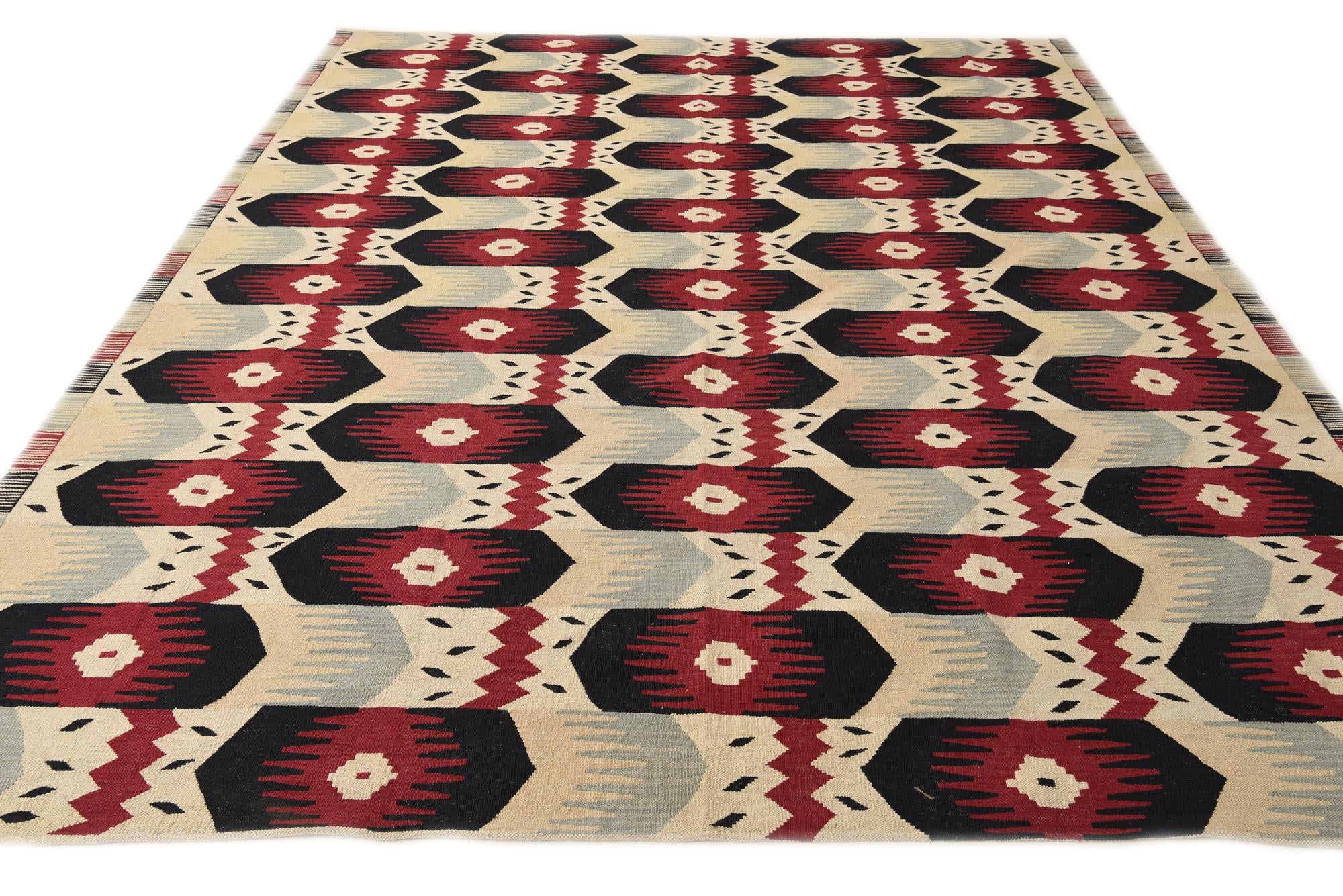 8' 10 x 11' 3 Hand Woven Kilim Modern Wool Rug