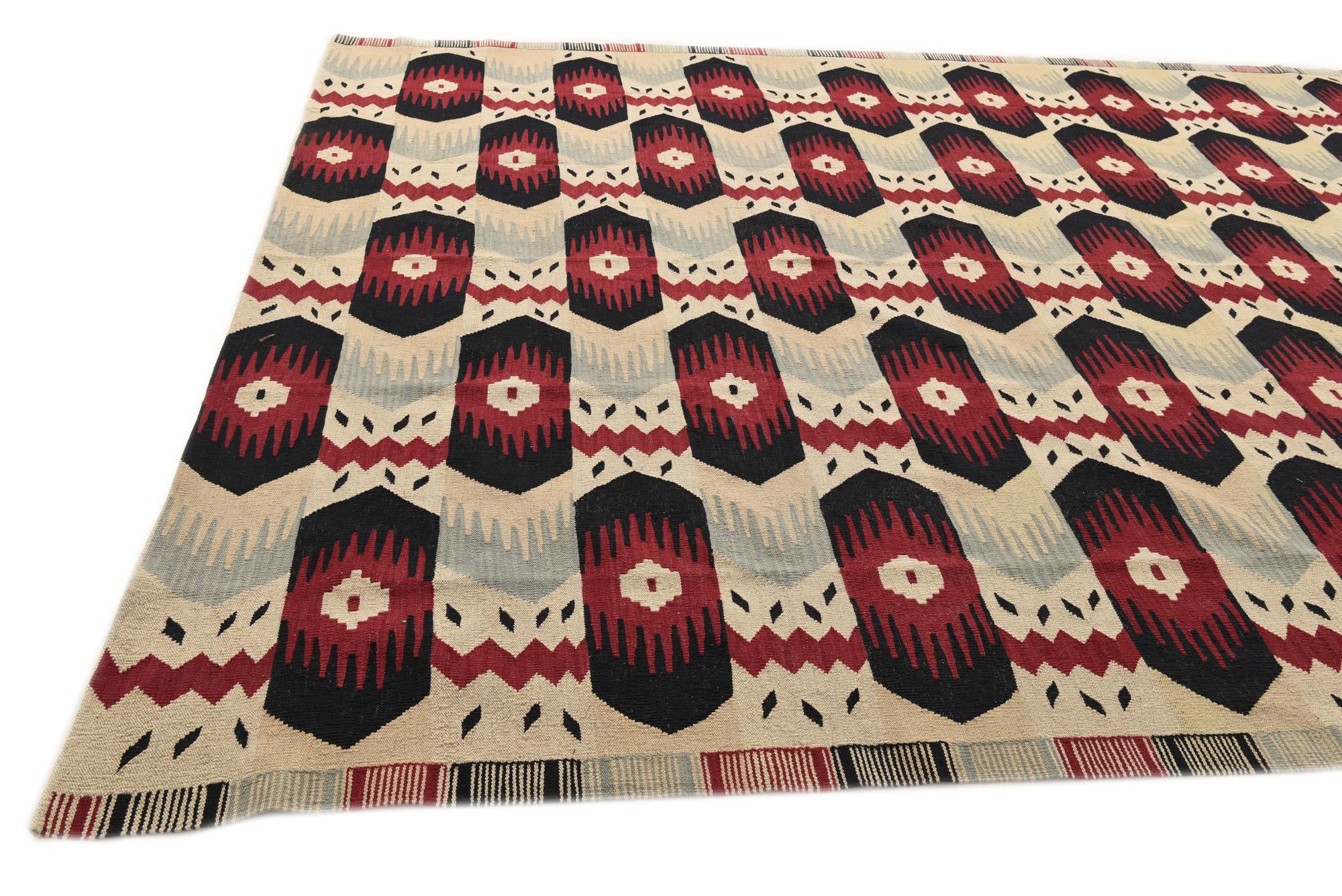 8' 10 x 11' 3 Hand Woven Kilim Modern Wool Rug