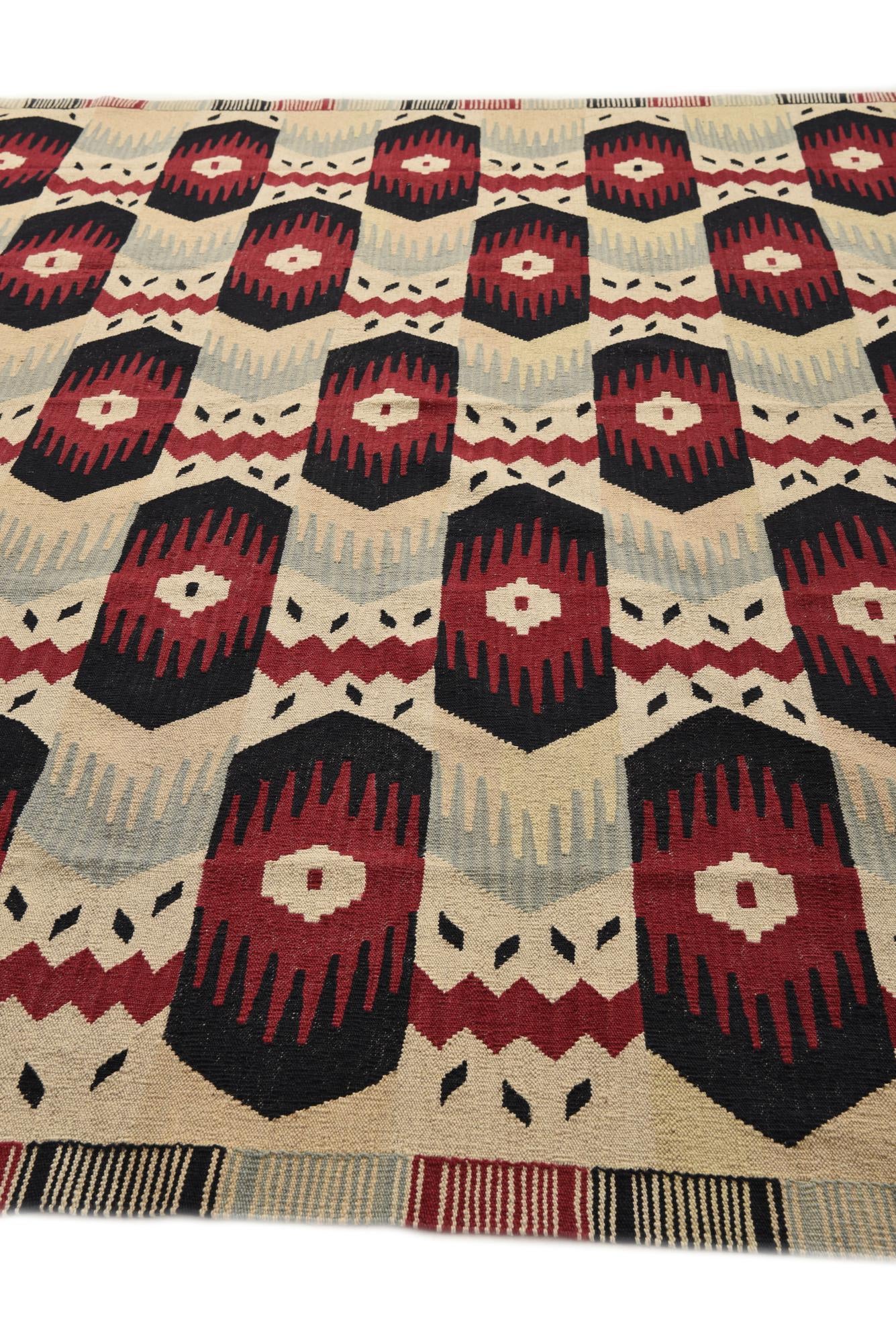 8' 10 x 11' 3 Hand Woven Kilim Modern Wool Rug