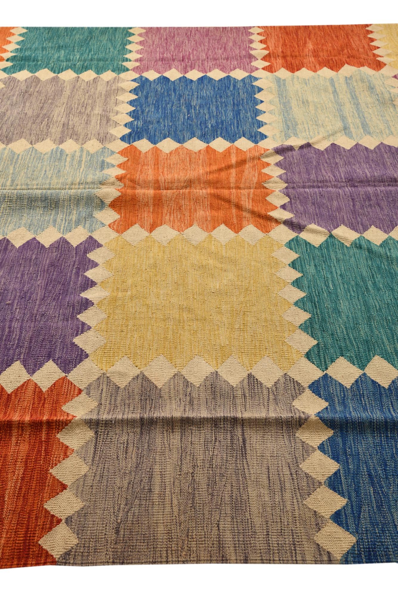 10' x 14' 3 Hand Woven Kilim Modern Wool Rug