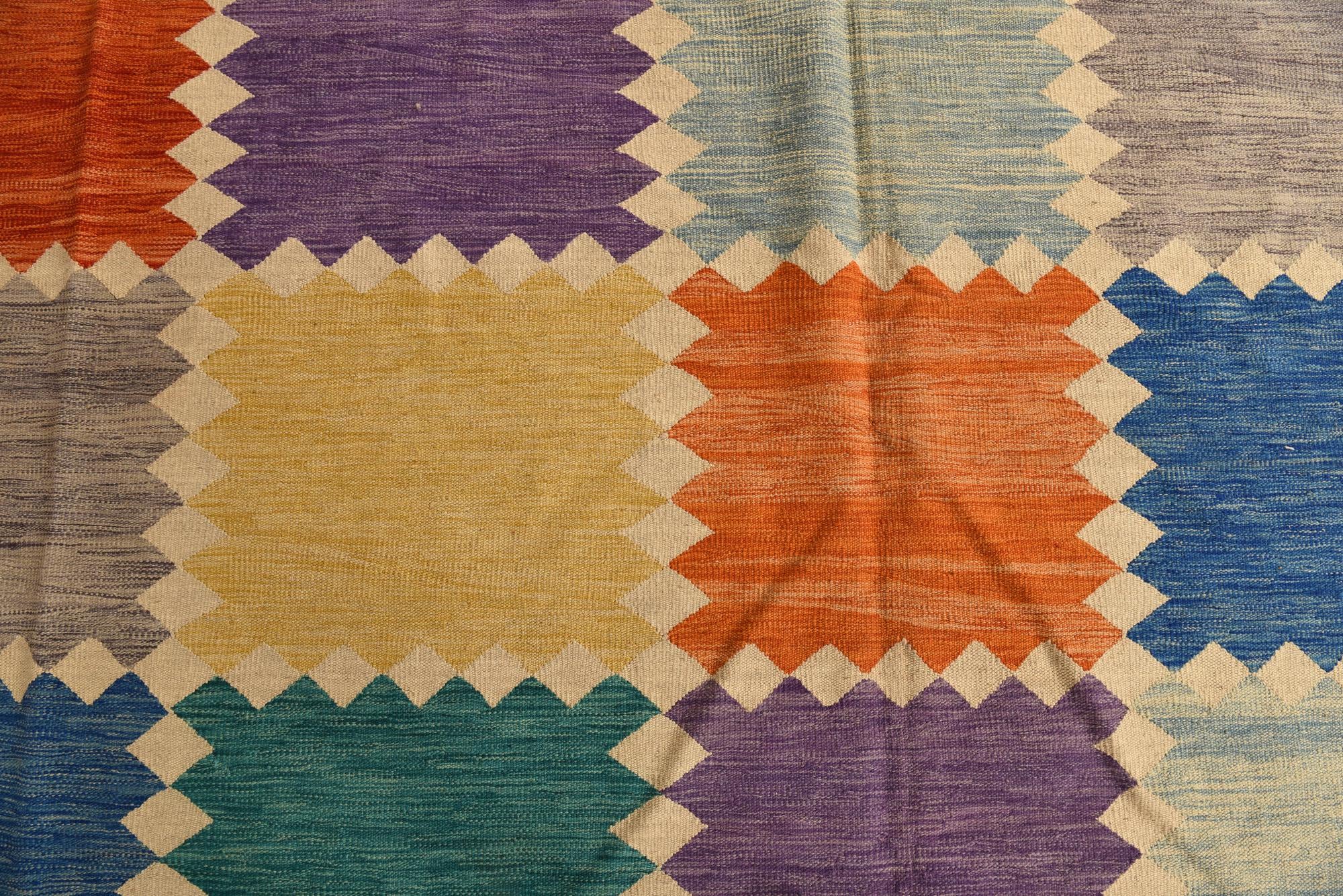 10' x 14' 3 Hand Woven Kilim Modern Wool Rug