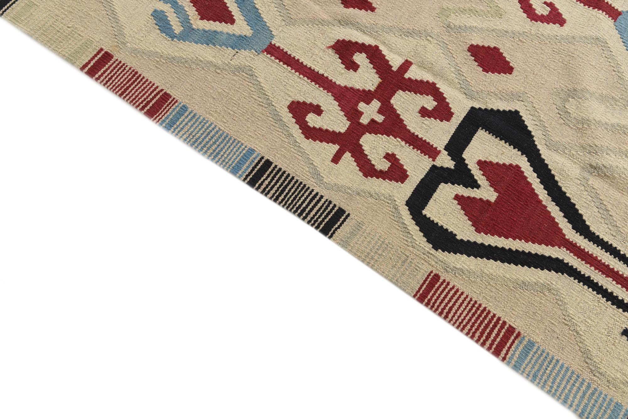 9' x 11' 3 Hand Woven Kilim Modern Wool Rug