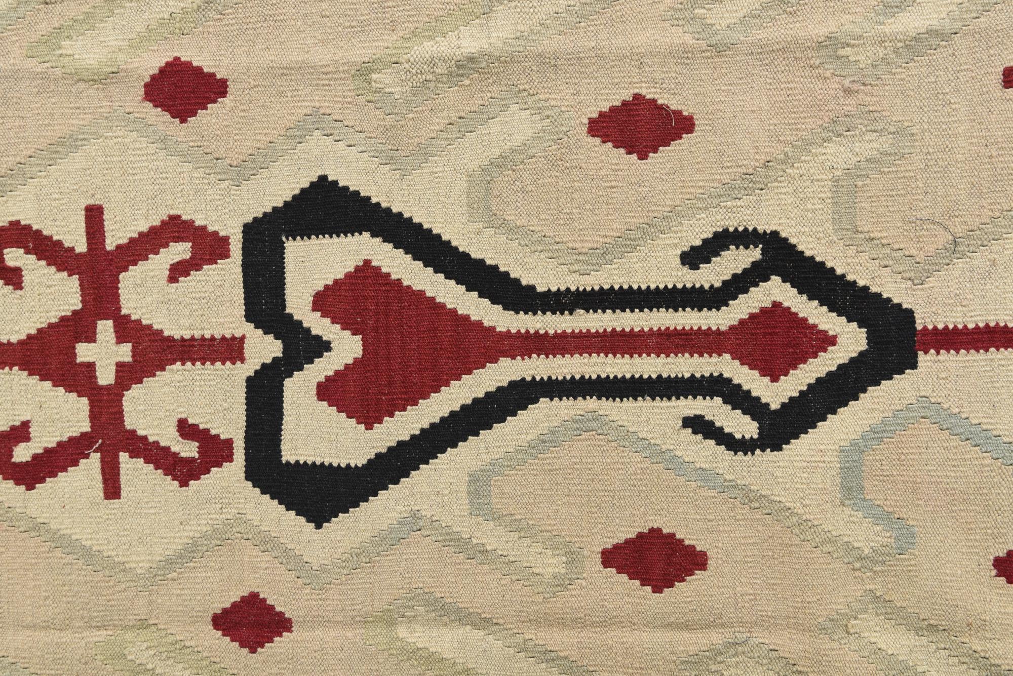 9' x 11' 3 Hand Woven Kilim Modern Wool Rug