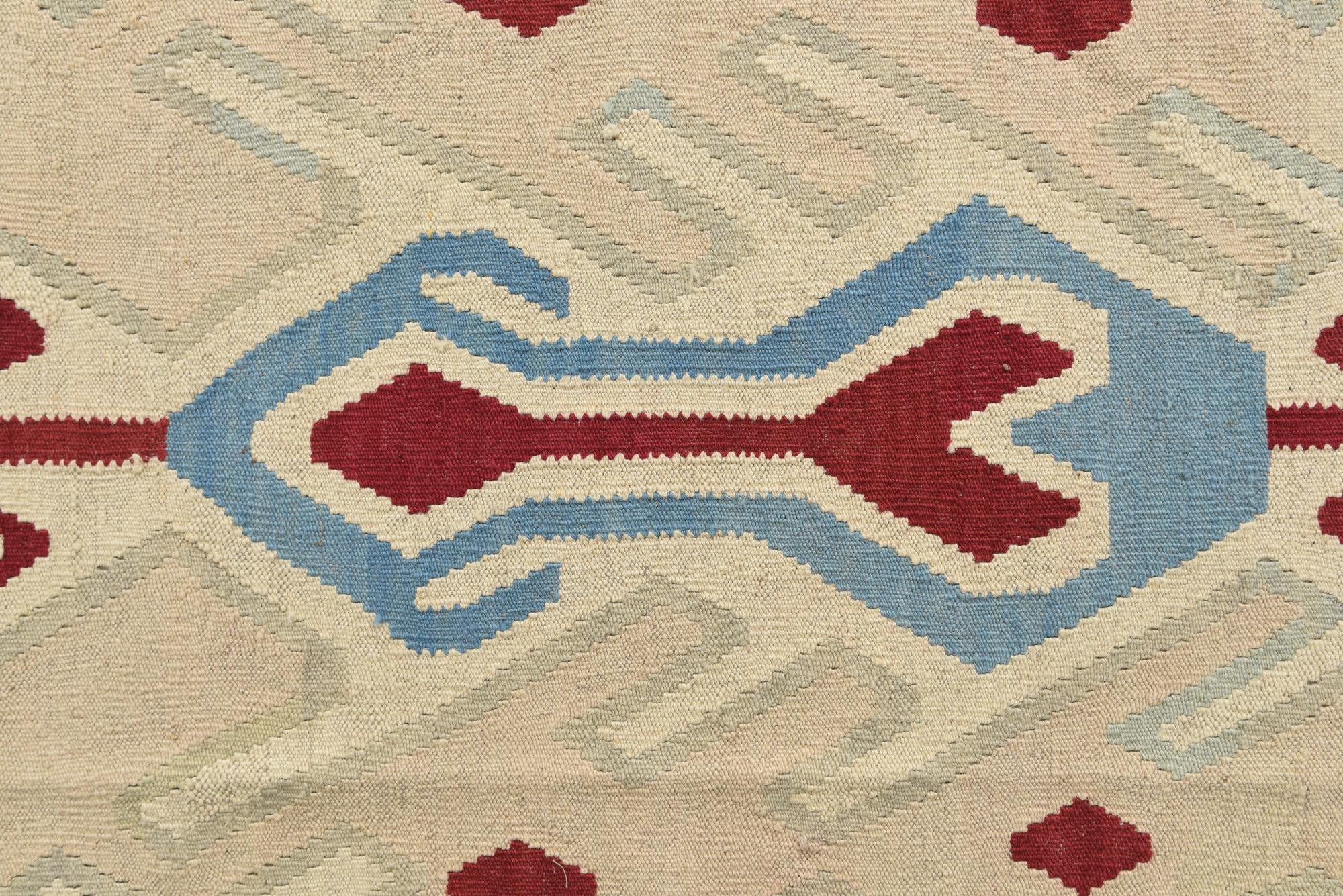 9' x 11' 3 Hand Woven Kilim Modern Wool Rug
