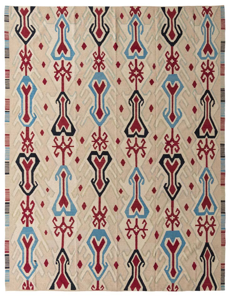 Detail image of 9' x 11' 3 Hand Woven Kilim Modern Wool Rug