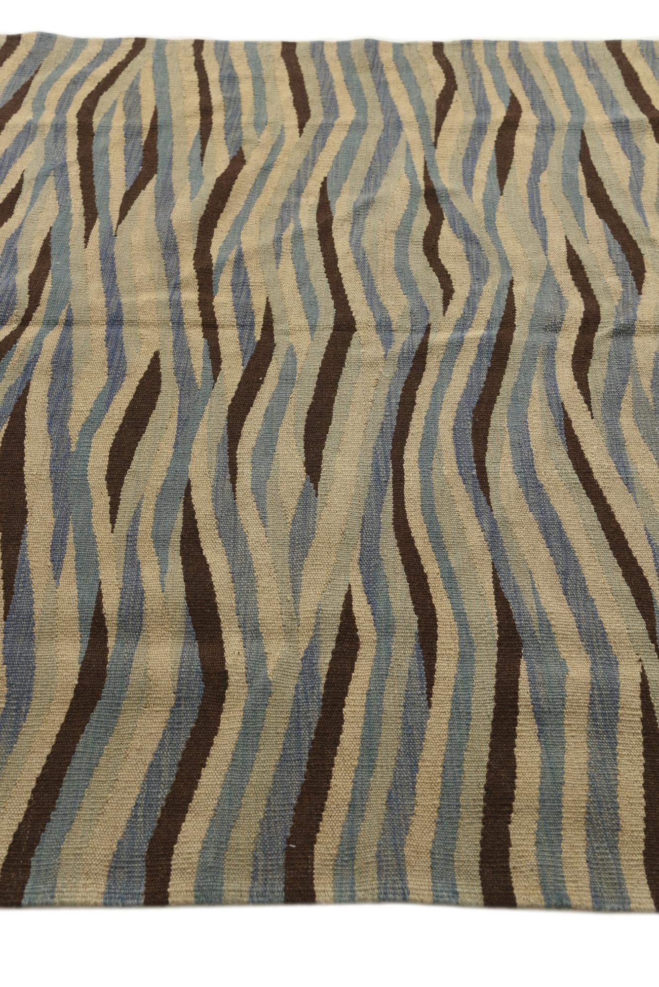 4' 8 x 6' Hand Woven Kilim Modern Wool Rug