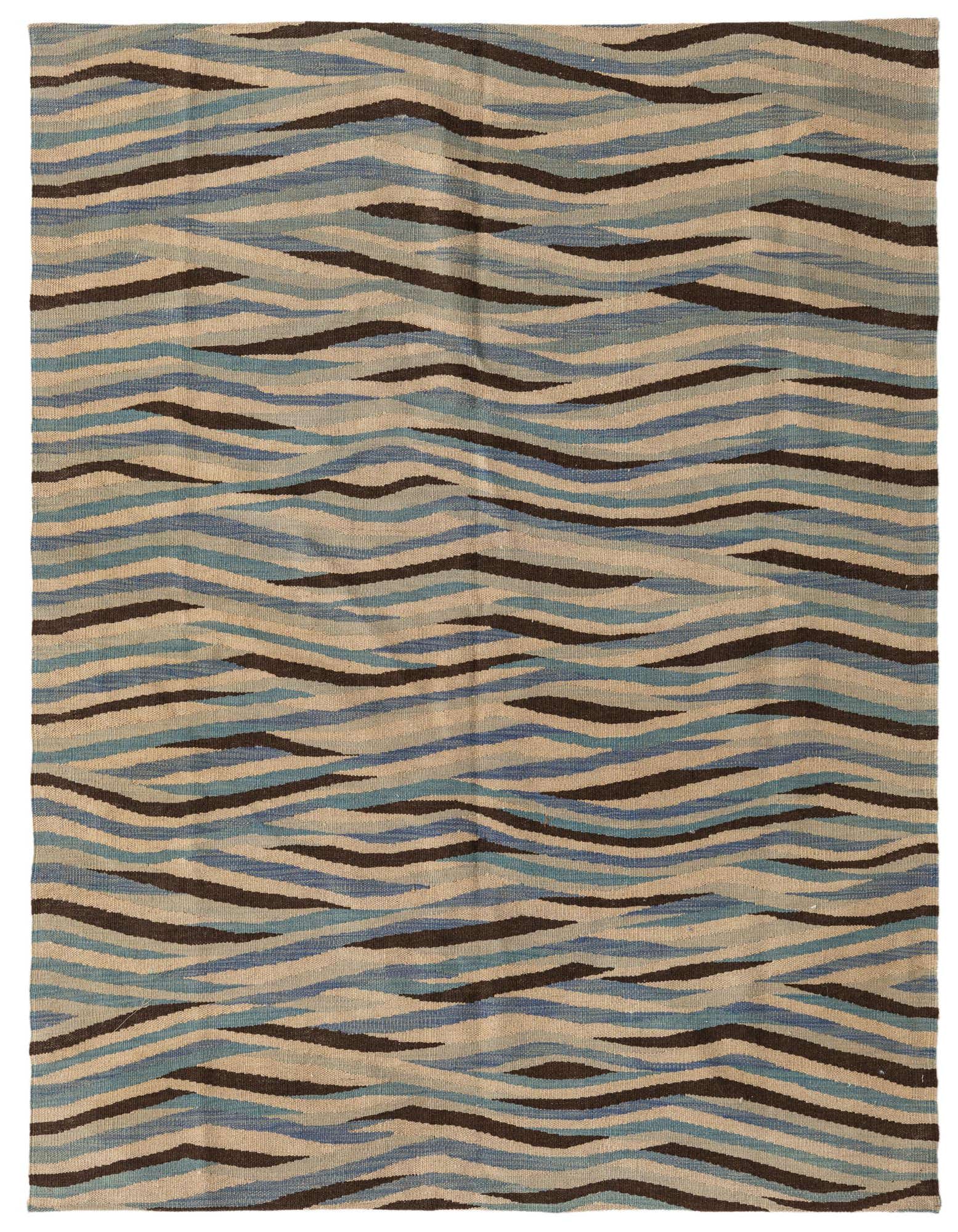 4' 8 x 6' Hand Woven Kilim Modern Wool Rug