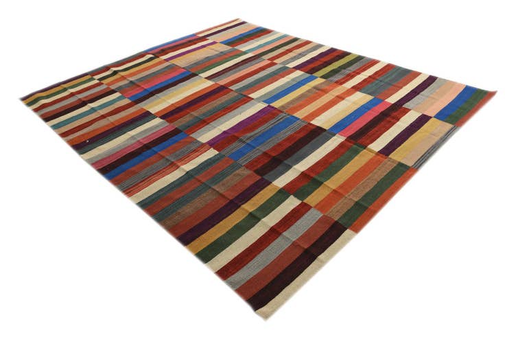 Detail image of 8' 3 x 9' 9 Hand Woven Kilim Modern Wool Rug