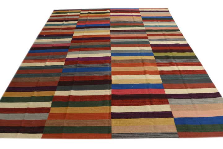 8' 3 x 9' 9 Hand Woven Kilim Modern Wool Rug