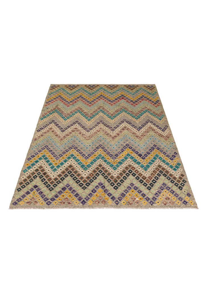 6' 4 x 7' 8 Hand Knotted Kilim Modern Wool Rug