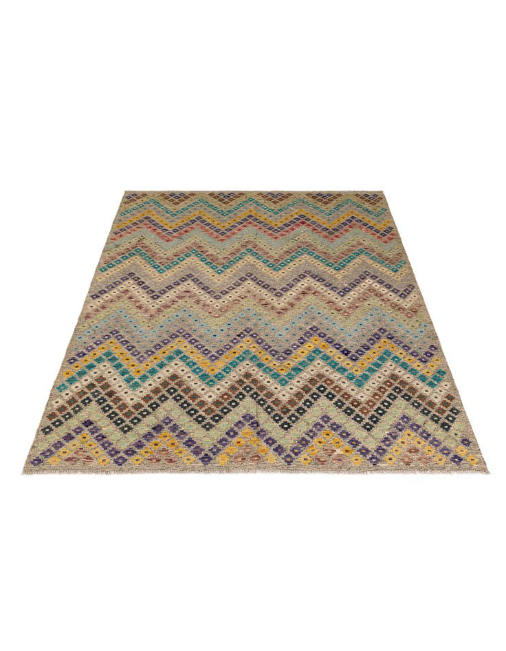 Detail image of 6' 4 x 7' 8 Hand Knotted Kilim Modern Wool Rug
