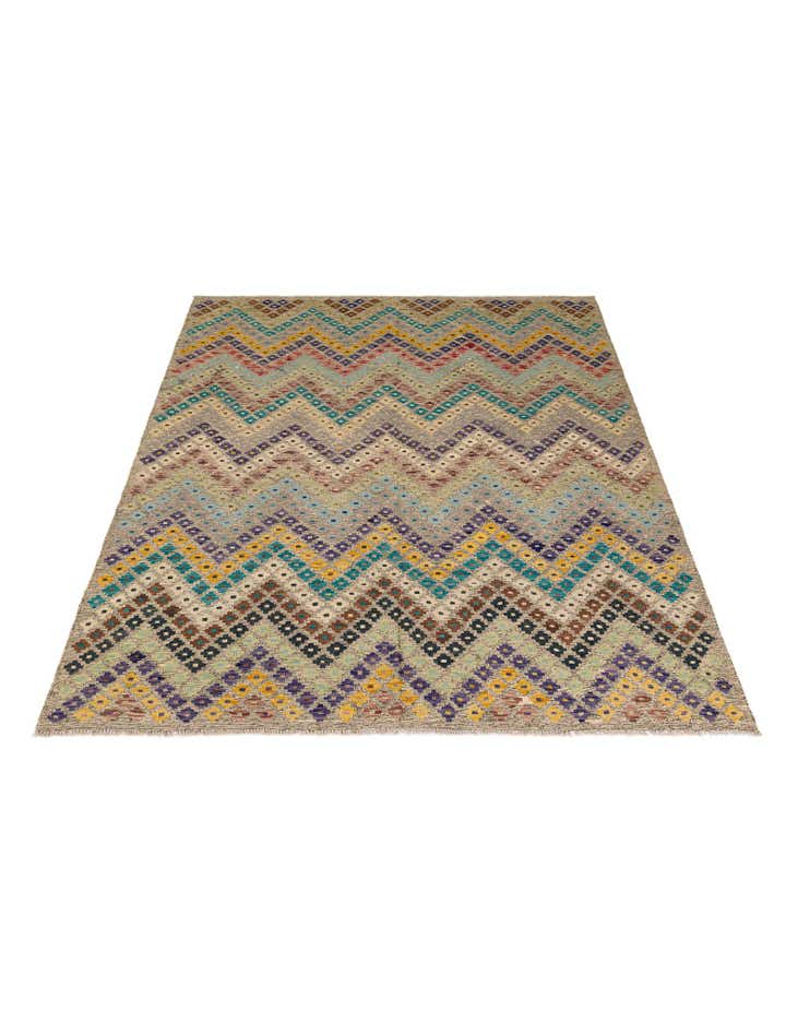 6' 4 x 7' 8 Hand Knotted Kilim Modern Wool Rug