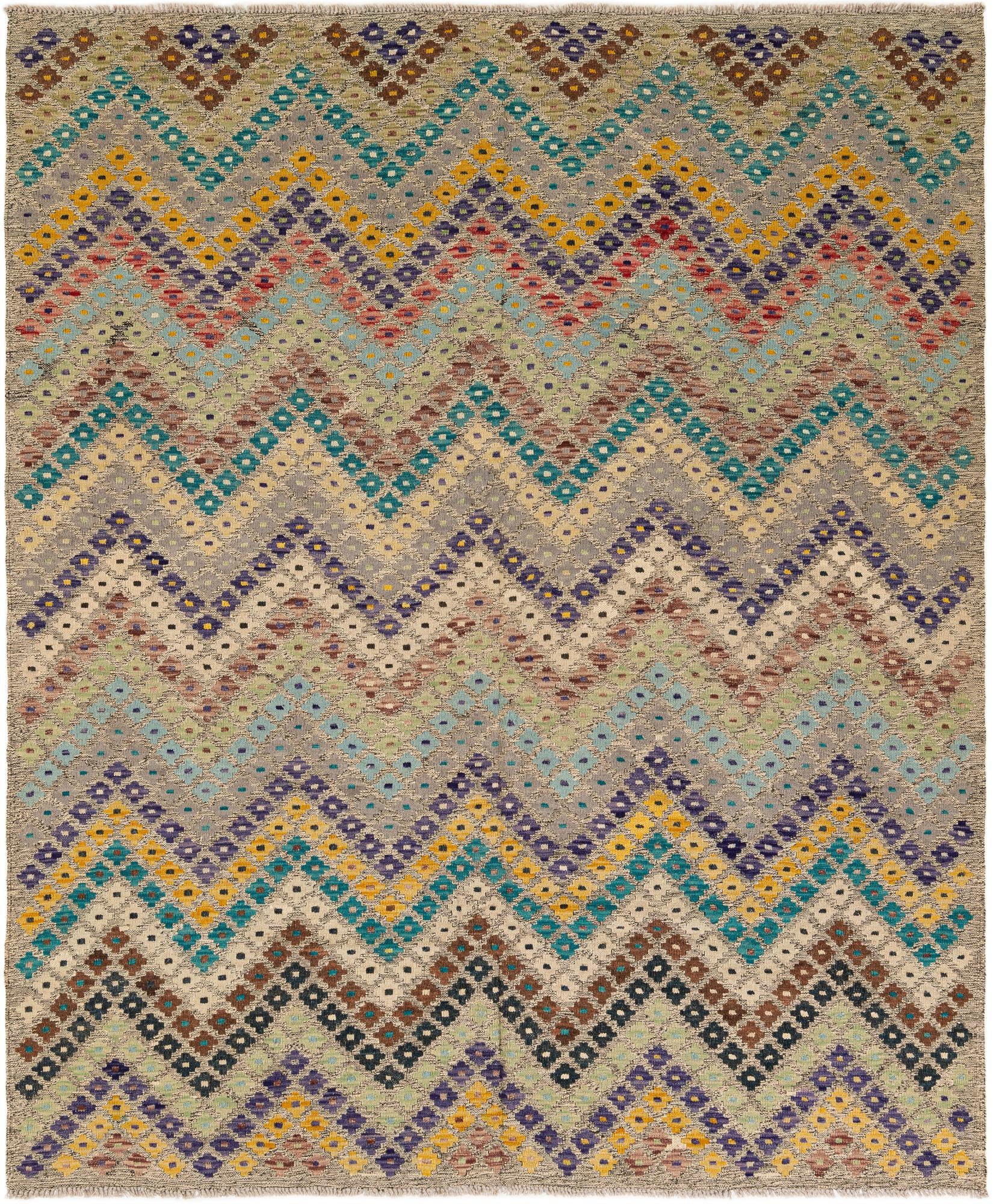 6' 4 x 7' 8 Hand Knotted Kilim Modern Wool Rug
