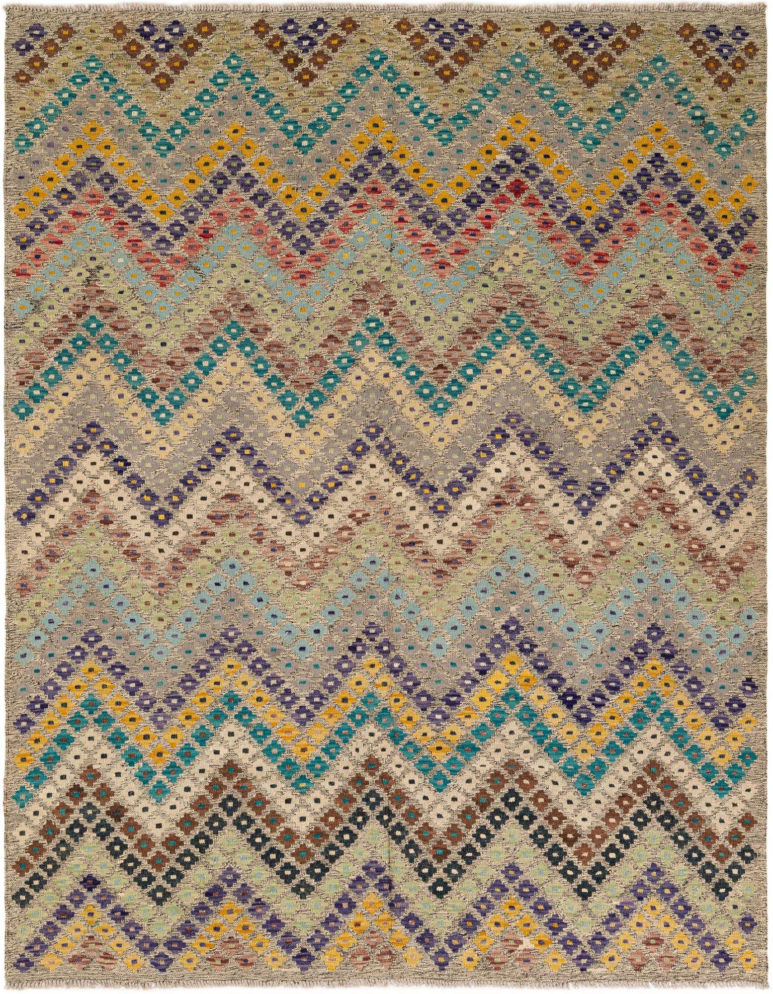 6' 4 x 7' 8 Hand Knotted Kilim Modern Wool Rug