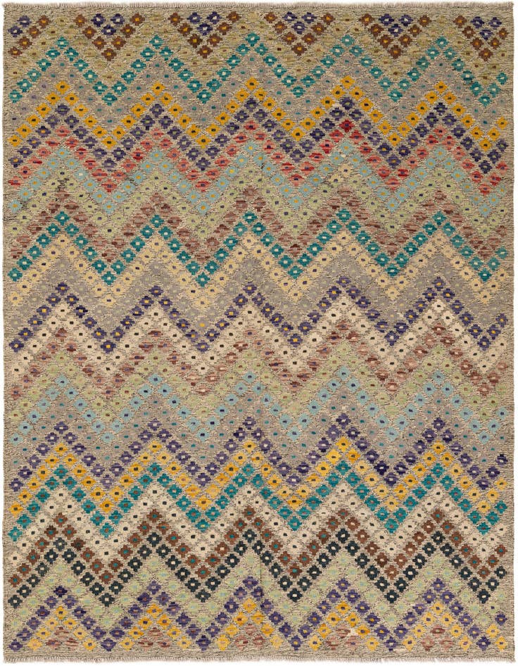Detail image of 6' 4 x 7' 8 Hand Knotted Kilim Modern Wool Rug