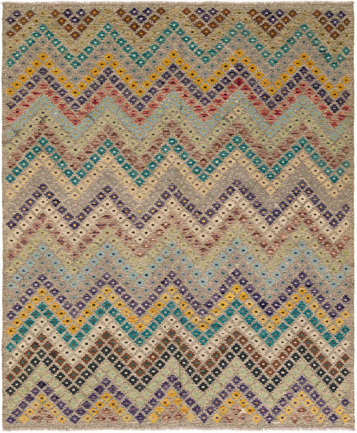 6' 4 x 7' 8 Hand Knotted Kilim Modern Wool Rug