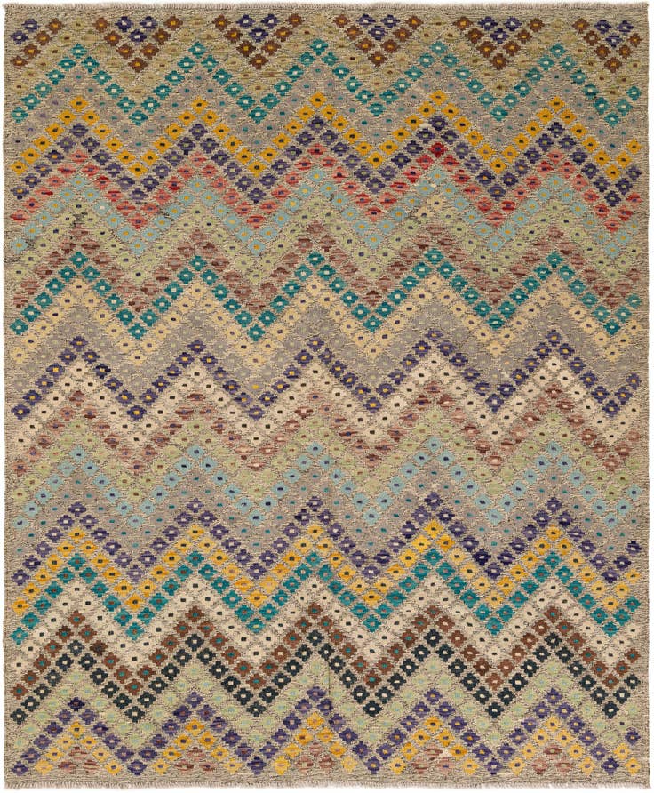 Detail image of 6' 4 x 7' 8 Hand Knotted Kilim Modern Wool Rug