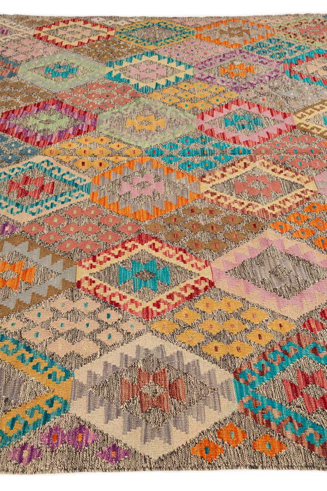 7' x 9' 10 Hand Woven Kilim Modern Wool Rug