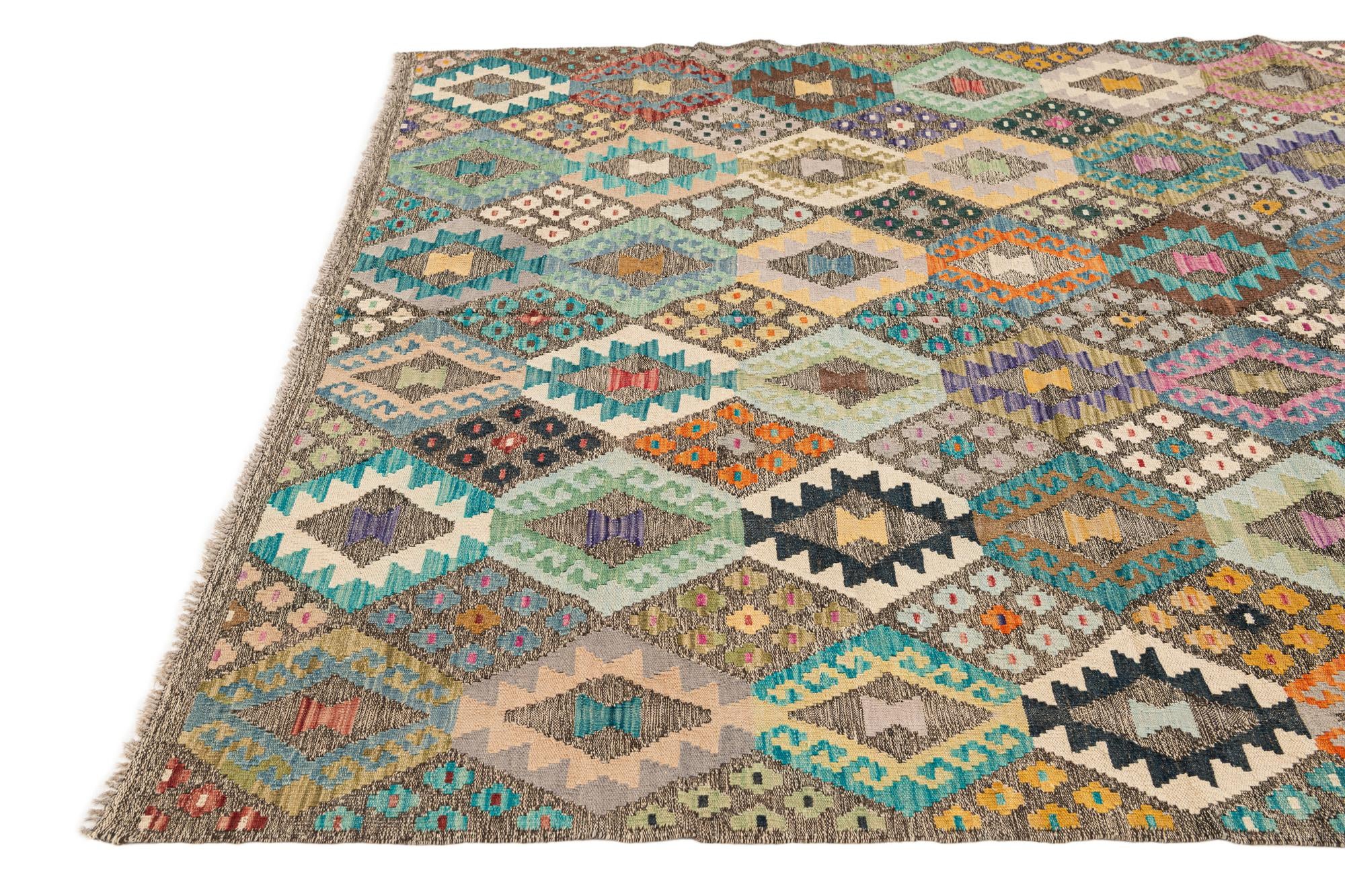 6' 3 x 8' 2 Hand Knotted Kilim Modern Wool Rug