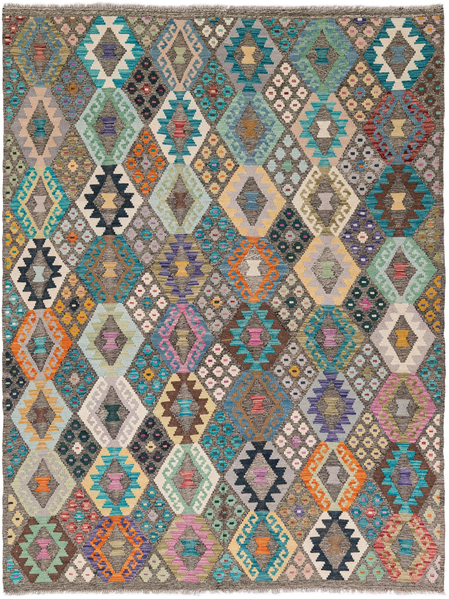 6' 3 x 8' 2 Hand Knotted Kilim Modern Wool Rug
