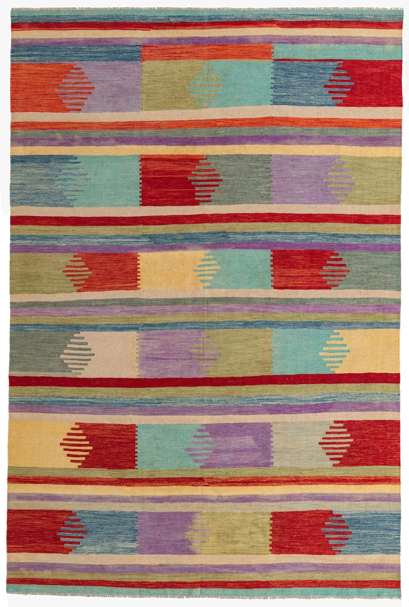 6' 8 x 10'  Hand Woven Kilim Modern Wool Rug