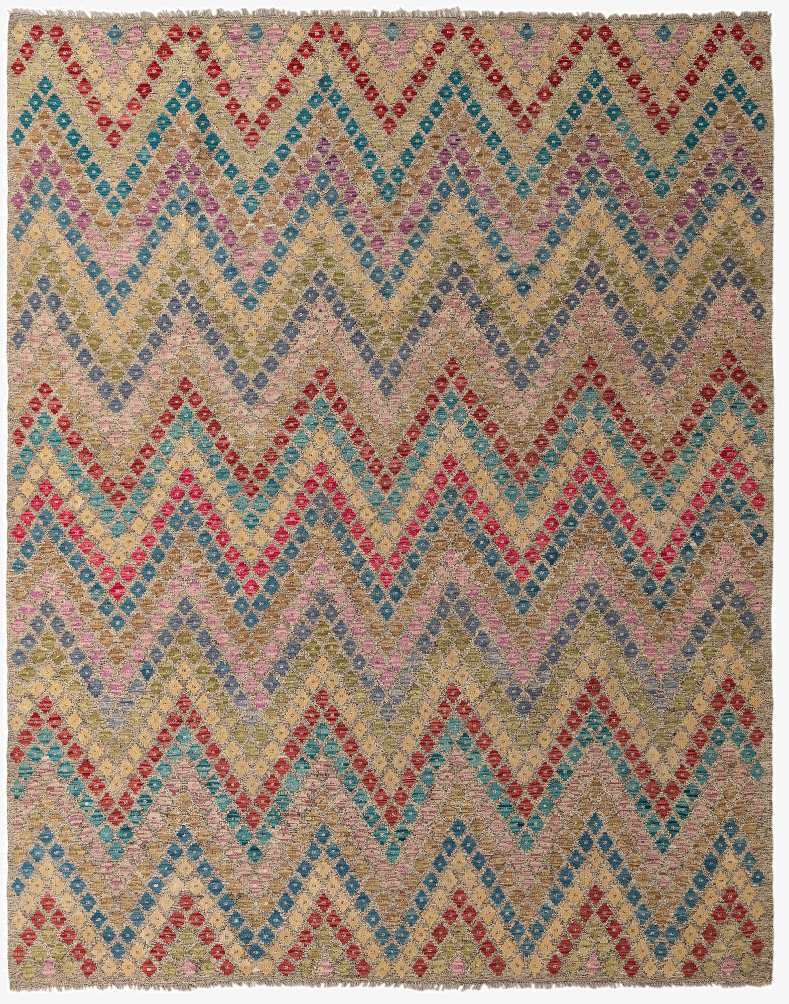 8' 10 x 11'  Hand Woven Kilim Modern Wool Rug