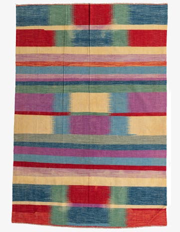 6' 8 x 9' 9 Hand Woven Kilim Modern Wool Rug