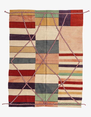 4' 8 x 6' 2 Hand Woven Kilim Modern Wool Rug