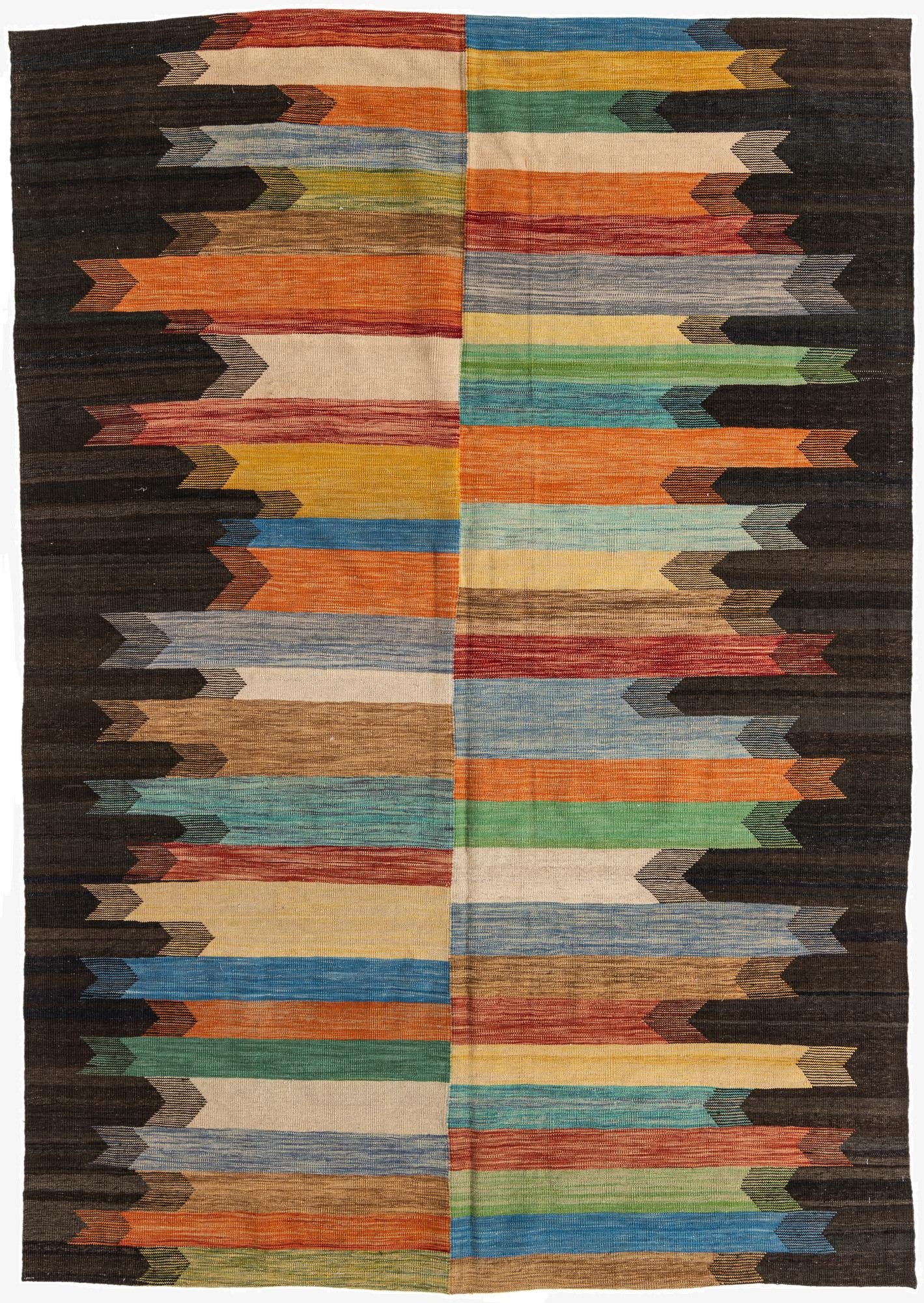 6' 9 x 9' 7  Hand Woven Kilim Modern Wool Rug