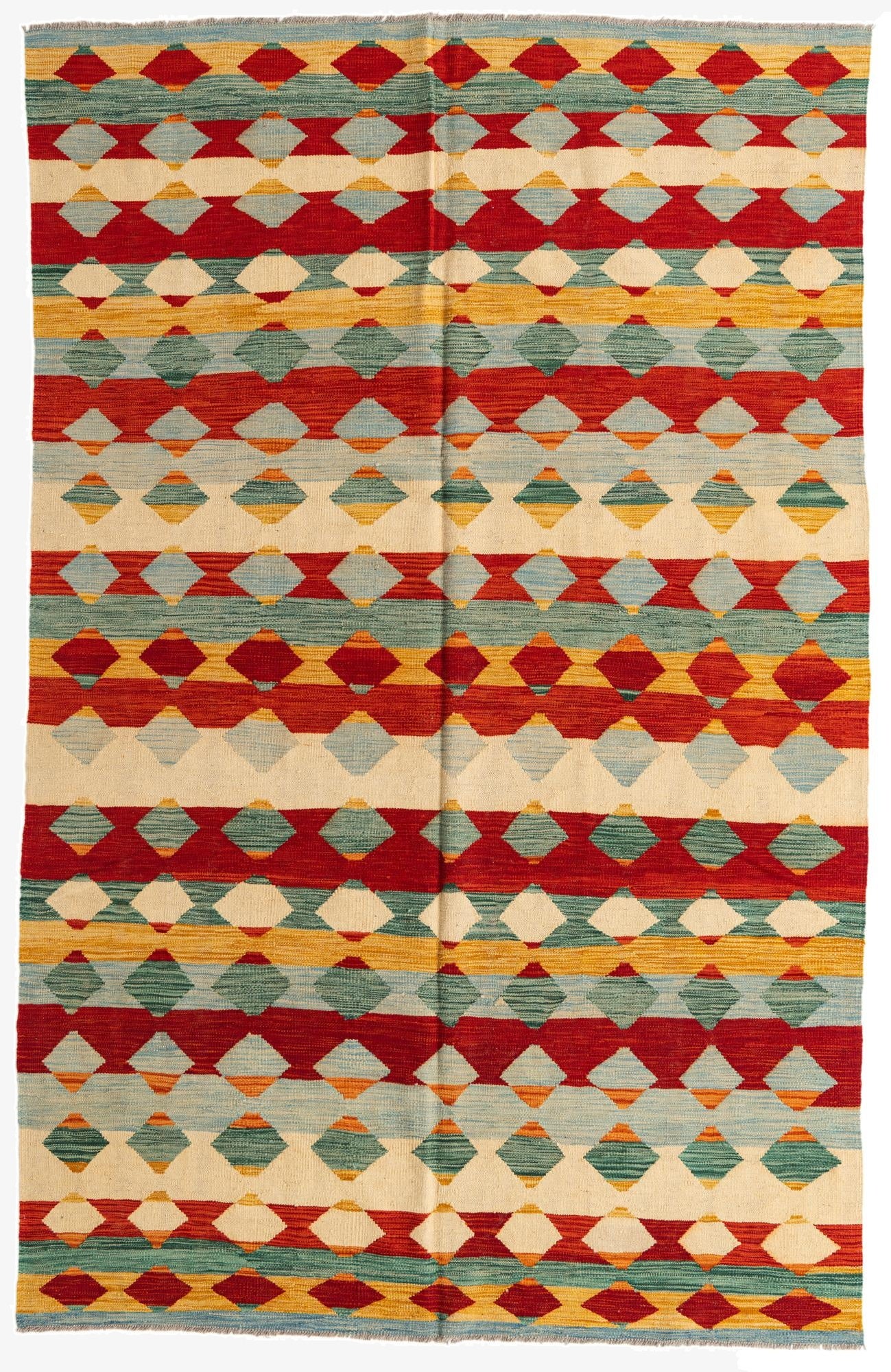 6' 4 x 10'  Hand Woven Kilim Modern Wool Rug