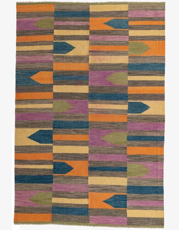 6' 9 x 10' Hand Woven Kilim Modern Wool Rug