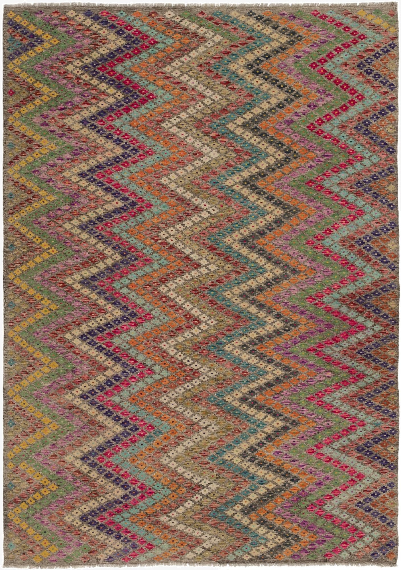 6' 9 x 9' 7  Hand Woven Kilim Modern Wool Rug