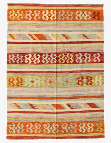5' 10 x 8' Hand Woven Kilim Modern Wool Rug