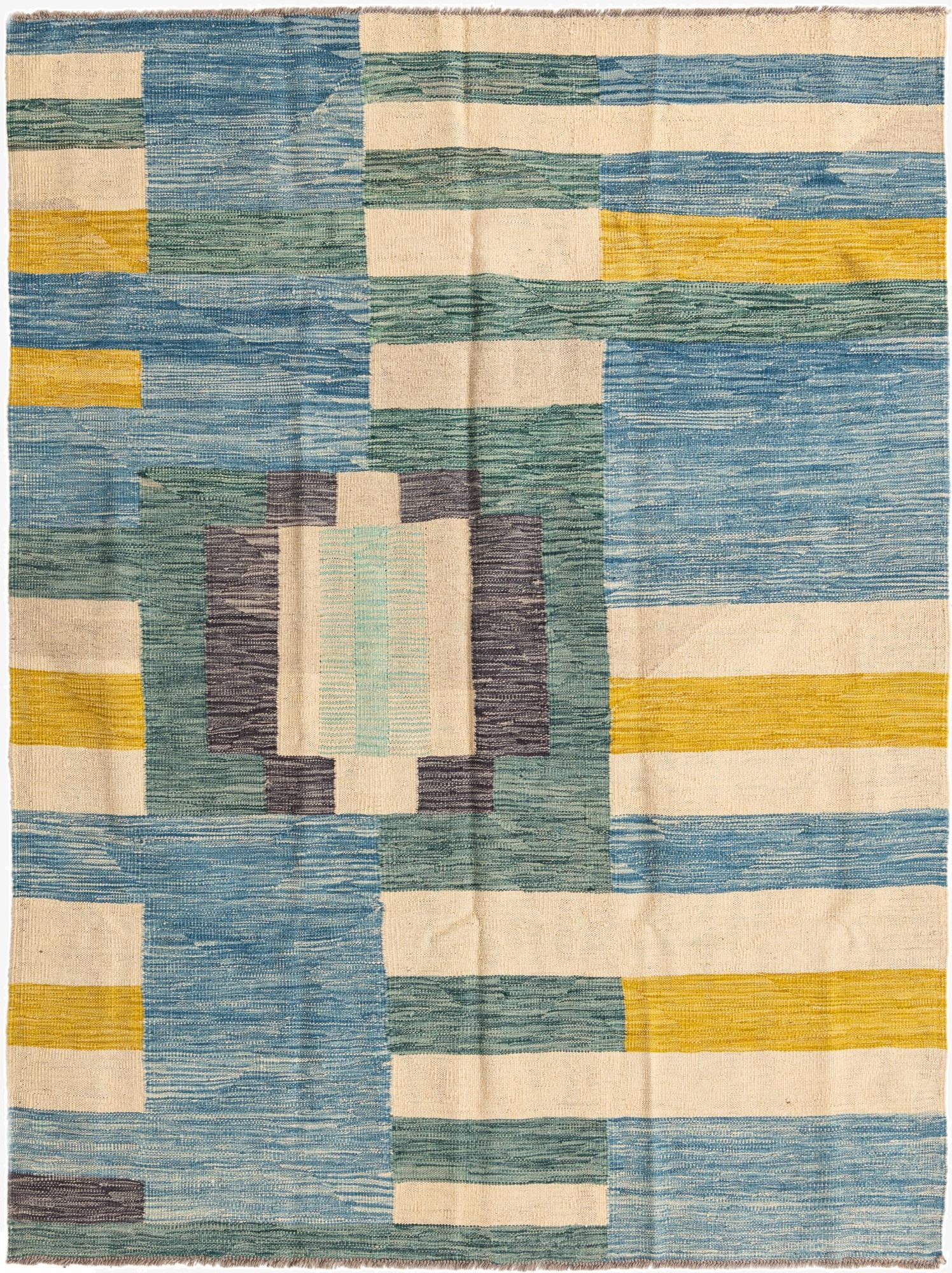 5' 2 x 7'  Hand Woven Kilim Modern Wool Rug