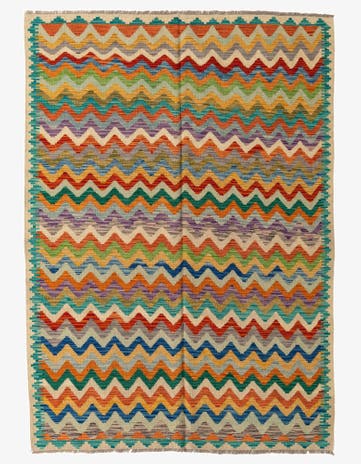 5' 7 x 7' 10 Hand Woven Kilim Modern Wool Rug