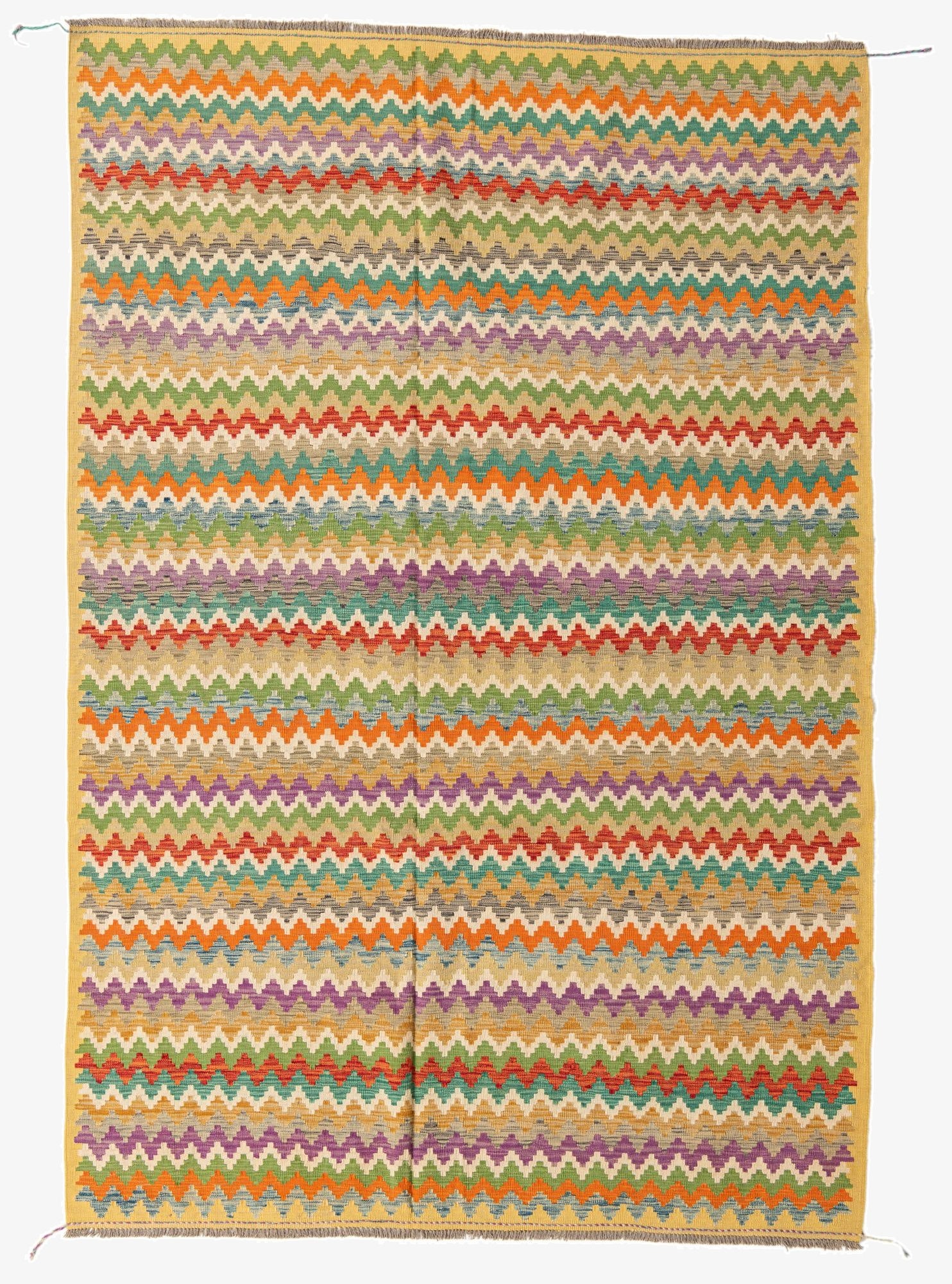 6' 6 x 9' 8  Hand Woven Kilim Modern Wool Rug