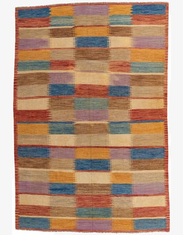 6' 7 x 9' 10 Hand Woven Kilim Modern Wool Rug