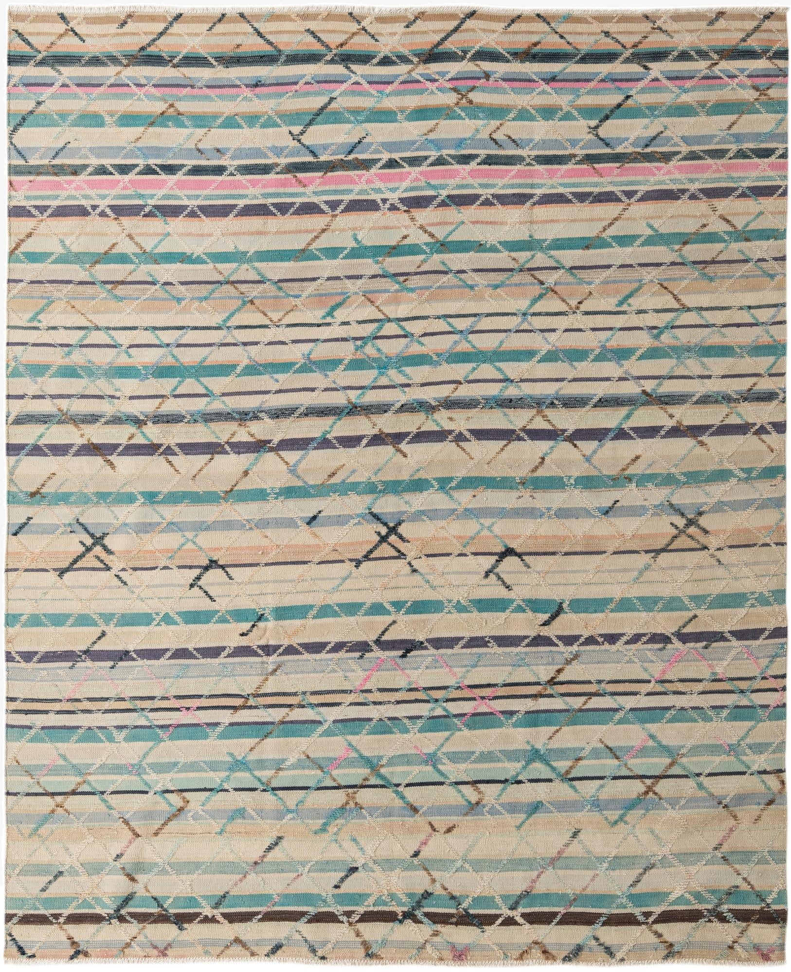 7' 10 x 9' 10  Hand Woven Kilim Modern Wool Rug