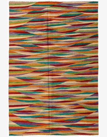 6' 7 x 10' Hand Woven Kilim Modern Wool Rug