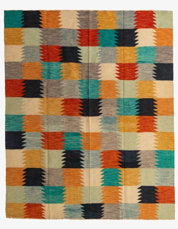 8' 1 x 9' 9 Hand Woven Kilim Modern Wool Rug