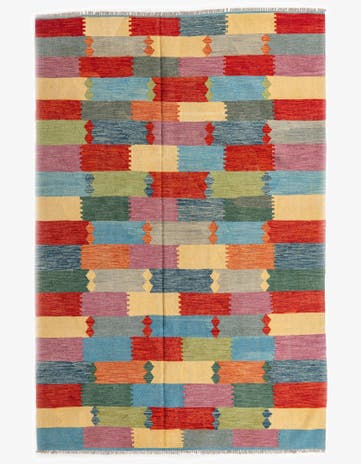 6' 6 x 9' 10 Hand Woven Kilim Modern Wool Rug
