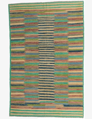 6' 4 x 9' 9 Hand Woven Kilim Modern Wool Rug