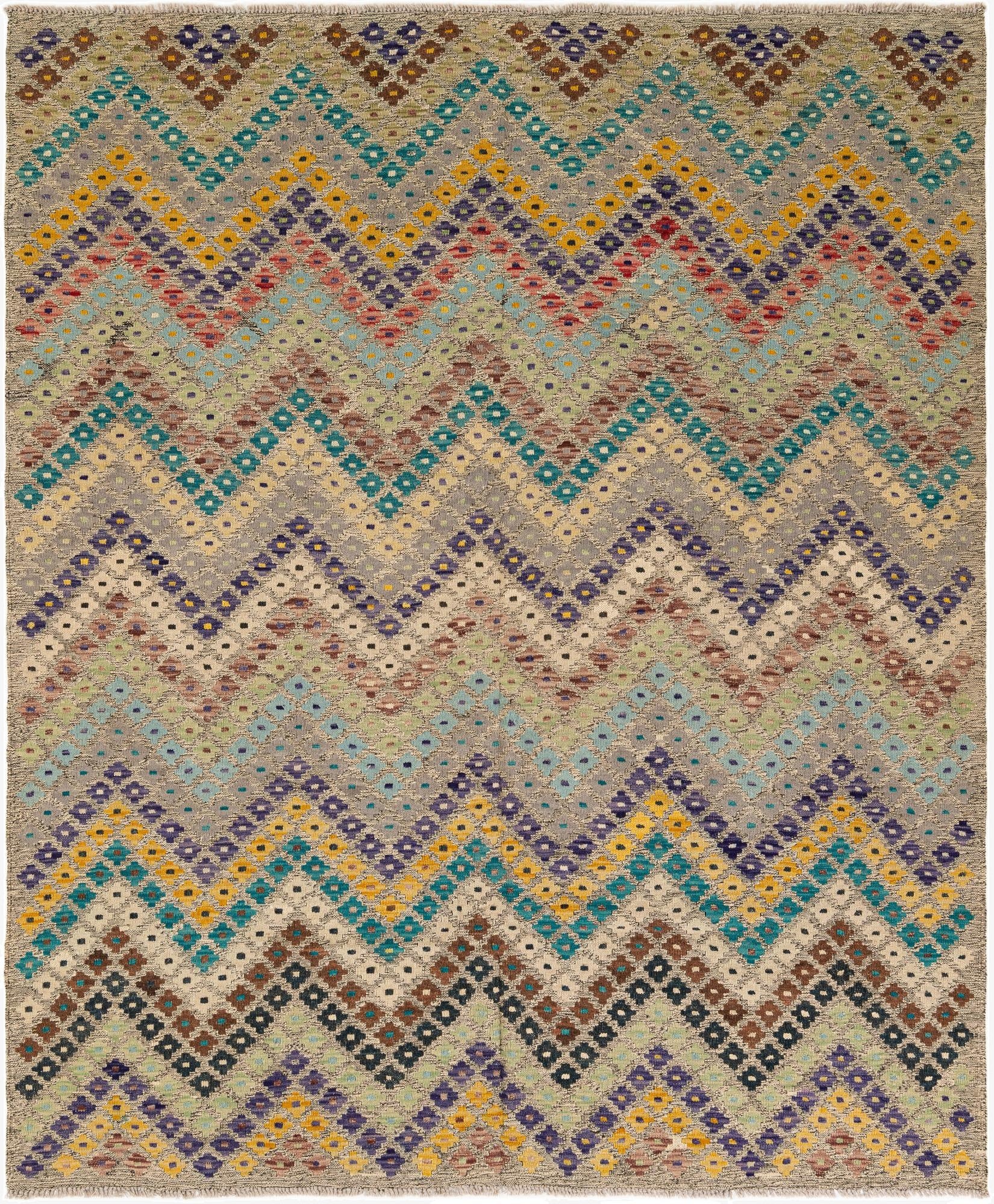 6' 4 x 7' 8  Hand Knotted Kilim Modern Wool Rug