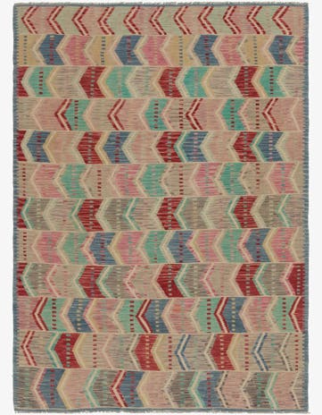 5' 8 x 8' Hand Woven Kilim Modern Wool Rug