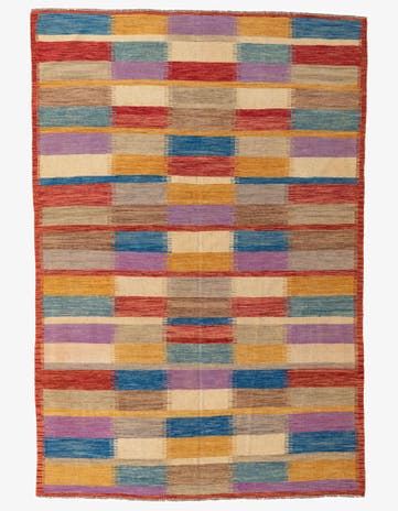 6' 6 x 9' 8 Hand Woven Kilim Modern Wool Rug