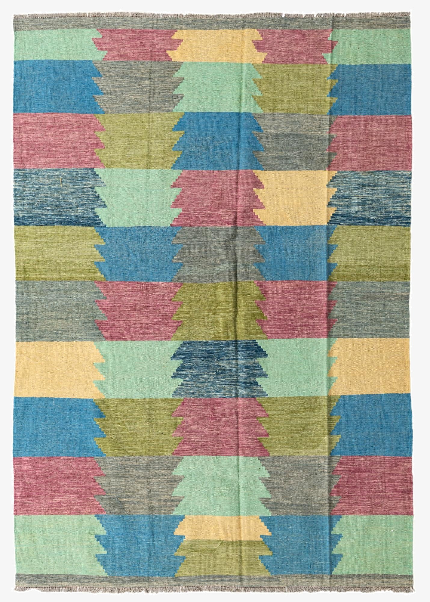 6' 7 x 9' 4  Hand Woven Kilim Modern Wool Rug