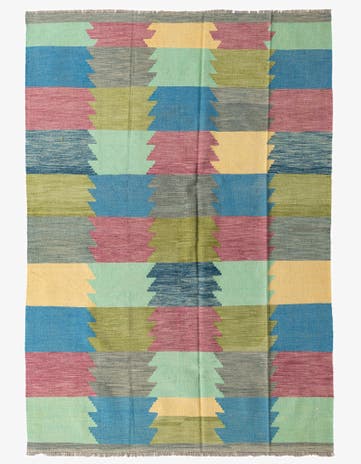 6' 7 x 9' 4 Hand Woven Kilim Modern Wool Rug