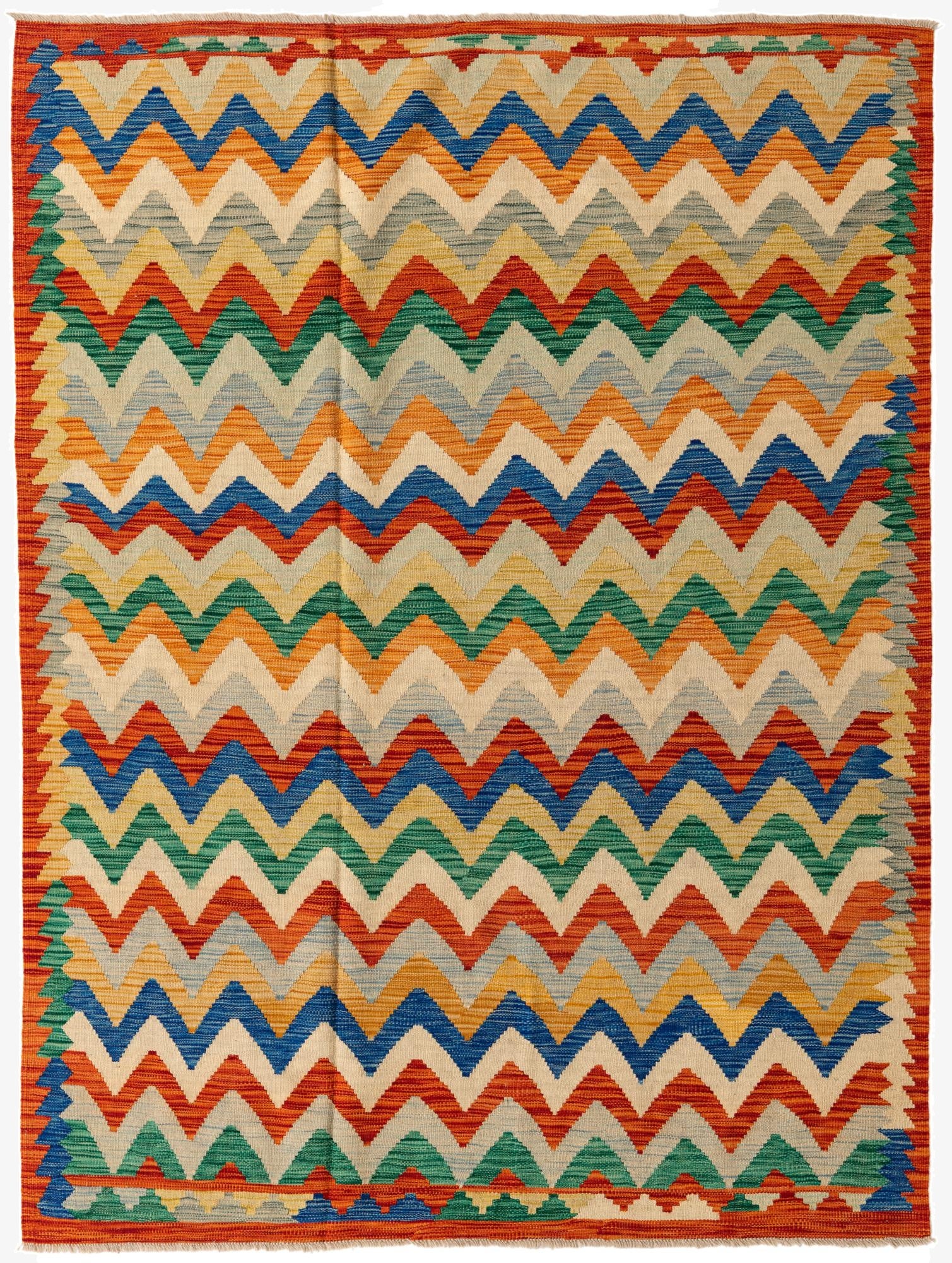 5' 9 x 8'  Hand Woven Kilim Modern Wool Rug