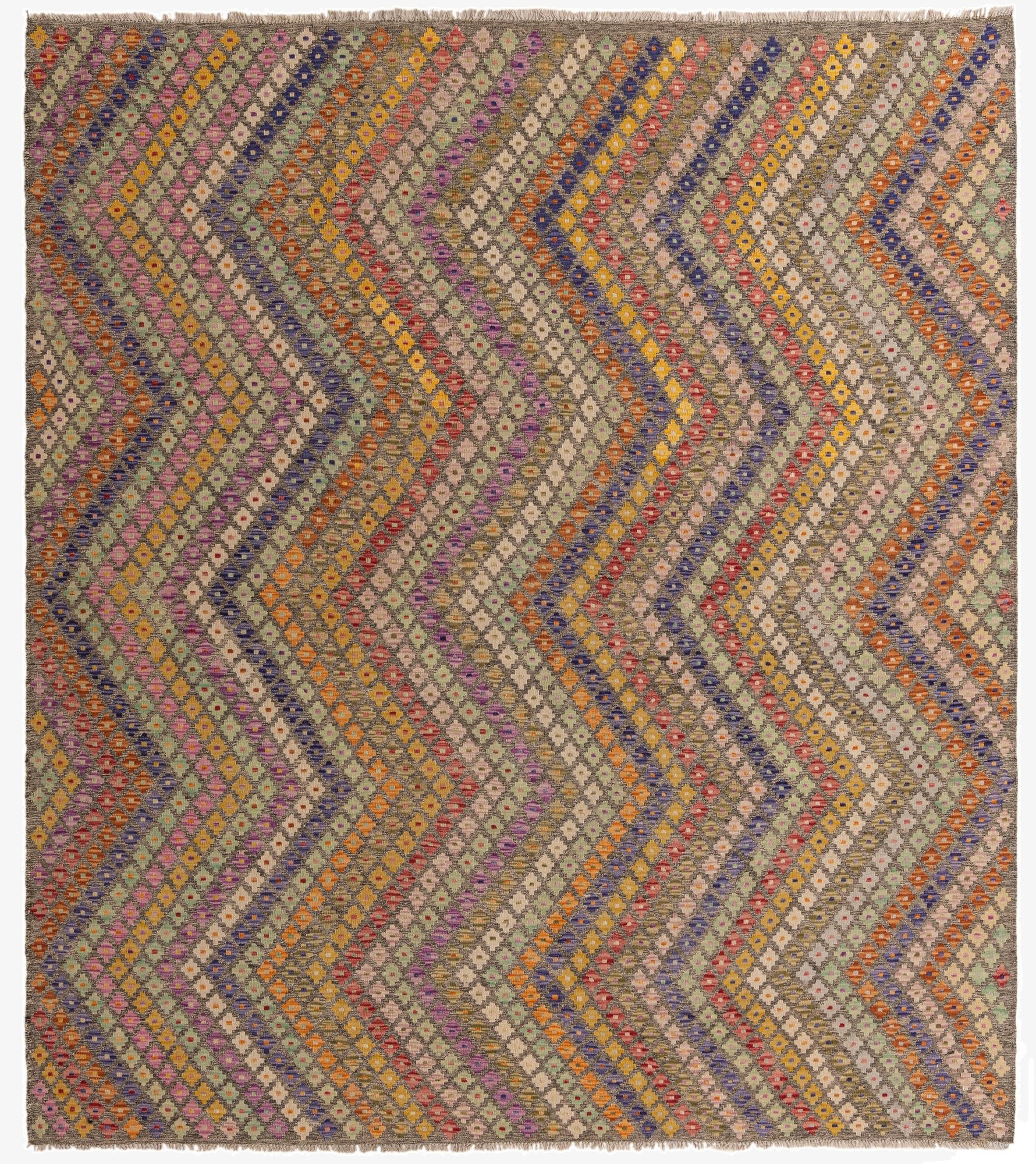 8' 9 x 9' 10  Hand Woven Kilim Modern Wool Rug
