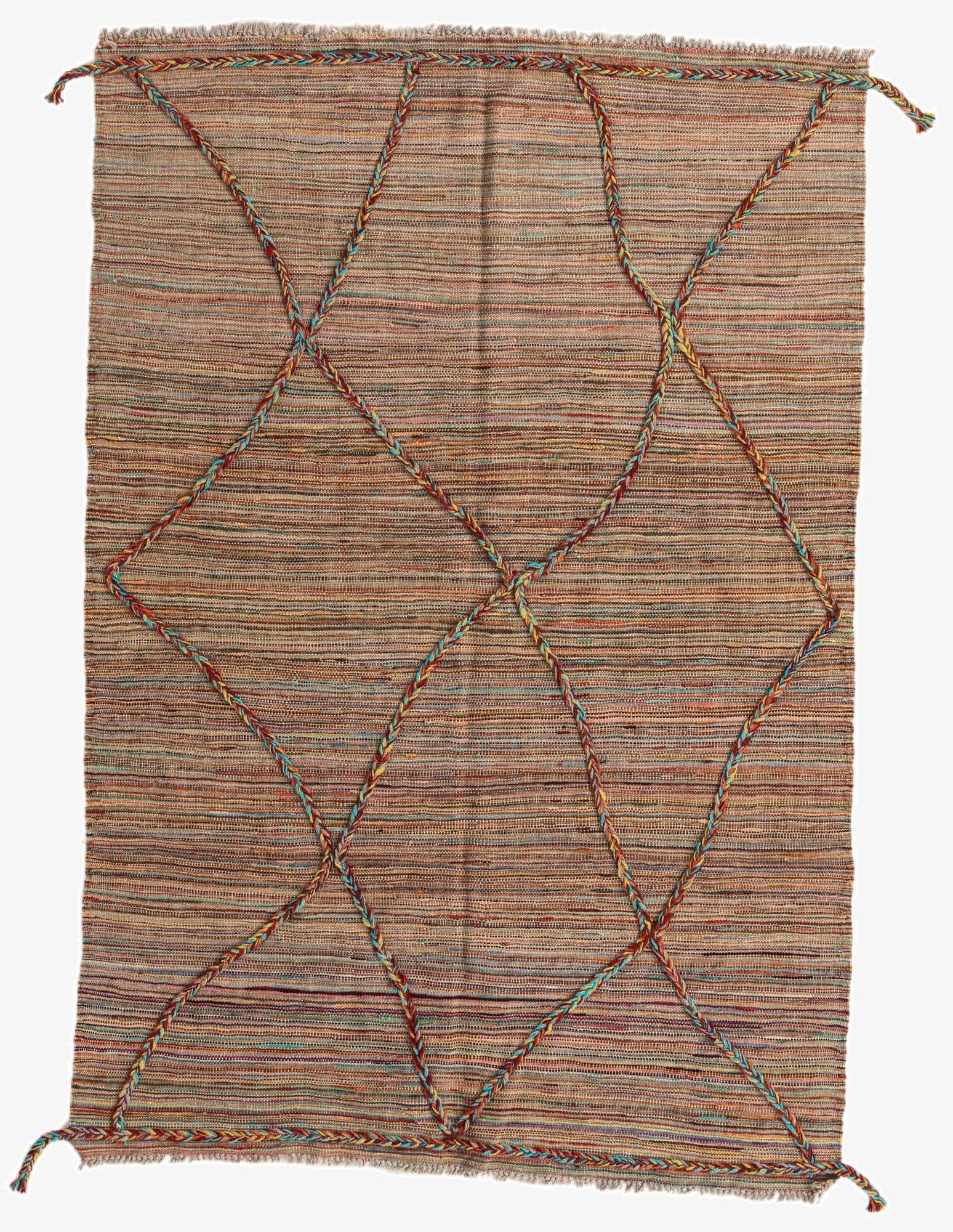 4' 4 x 6' 6  Hand Woven Kilim Modern Wool Rug